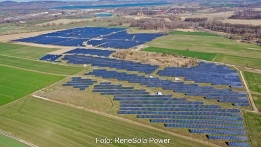 Luftbild einer Freiflächen Photovoltaik-Anlage